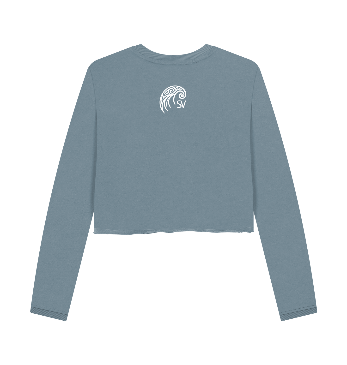 Stone Blue Printed Boxy Jumpers Back