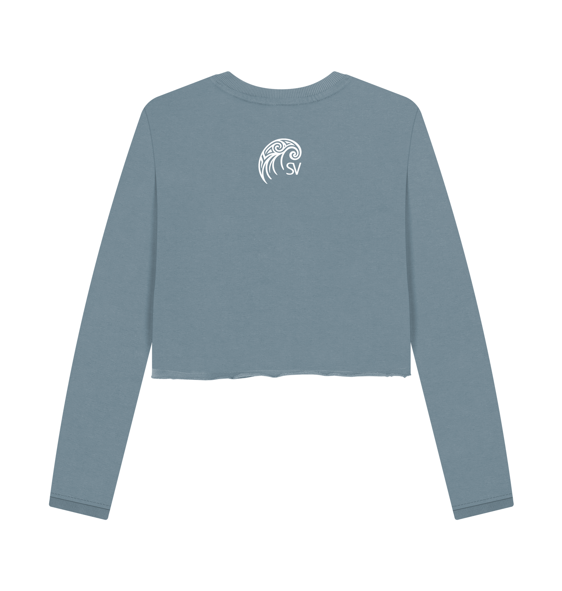 Stone Blue Printed Boxy Jumpers Back