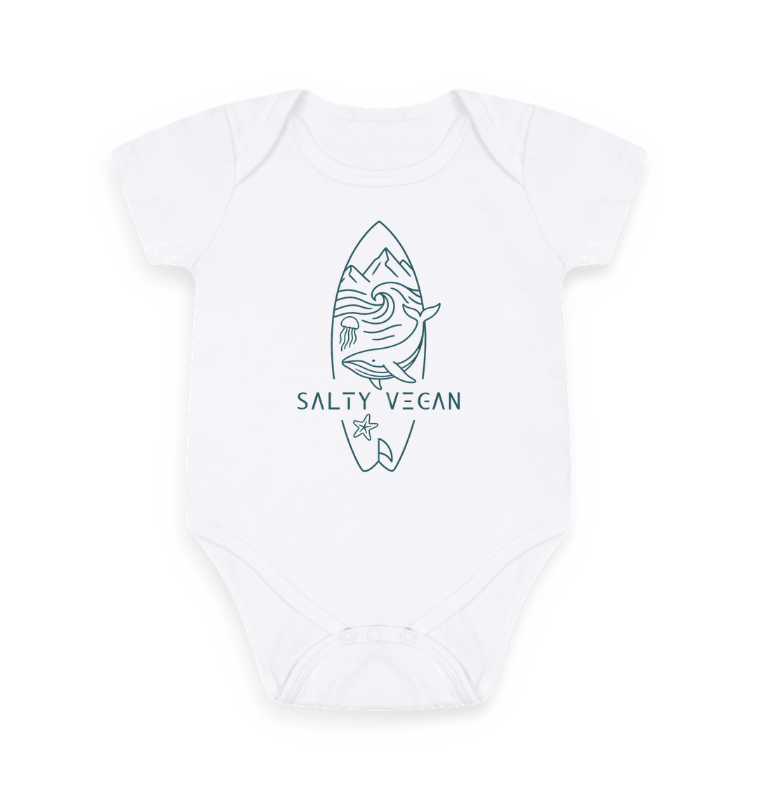 White Printed baby grow Front