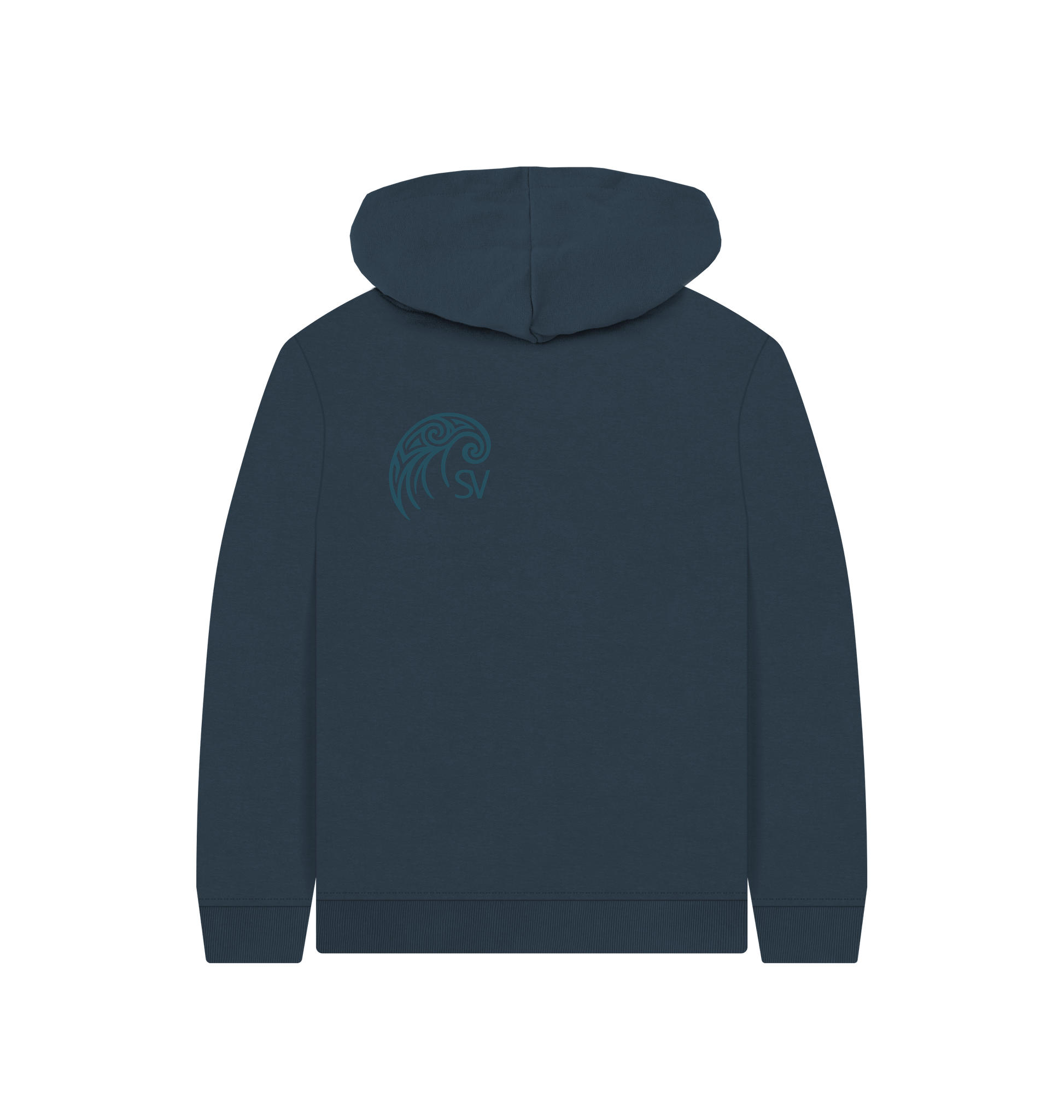 Navy Blue Printed Kids Hoodie Back