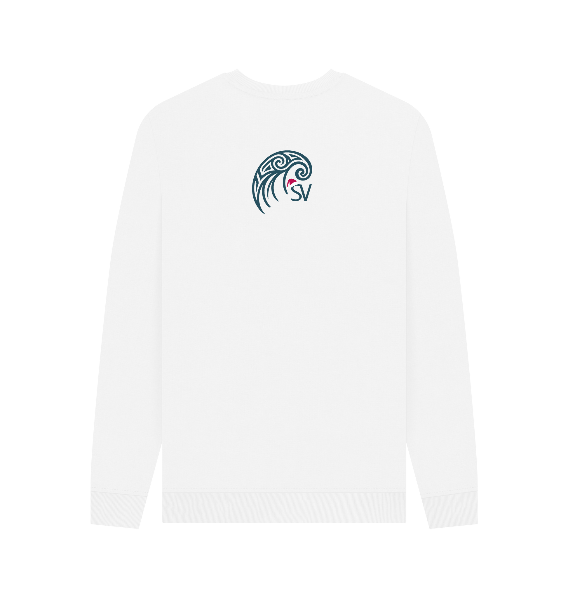 White Printed Sweater Back