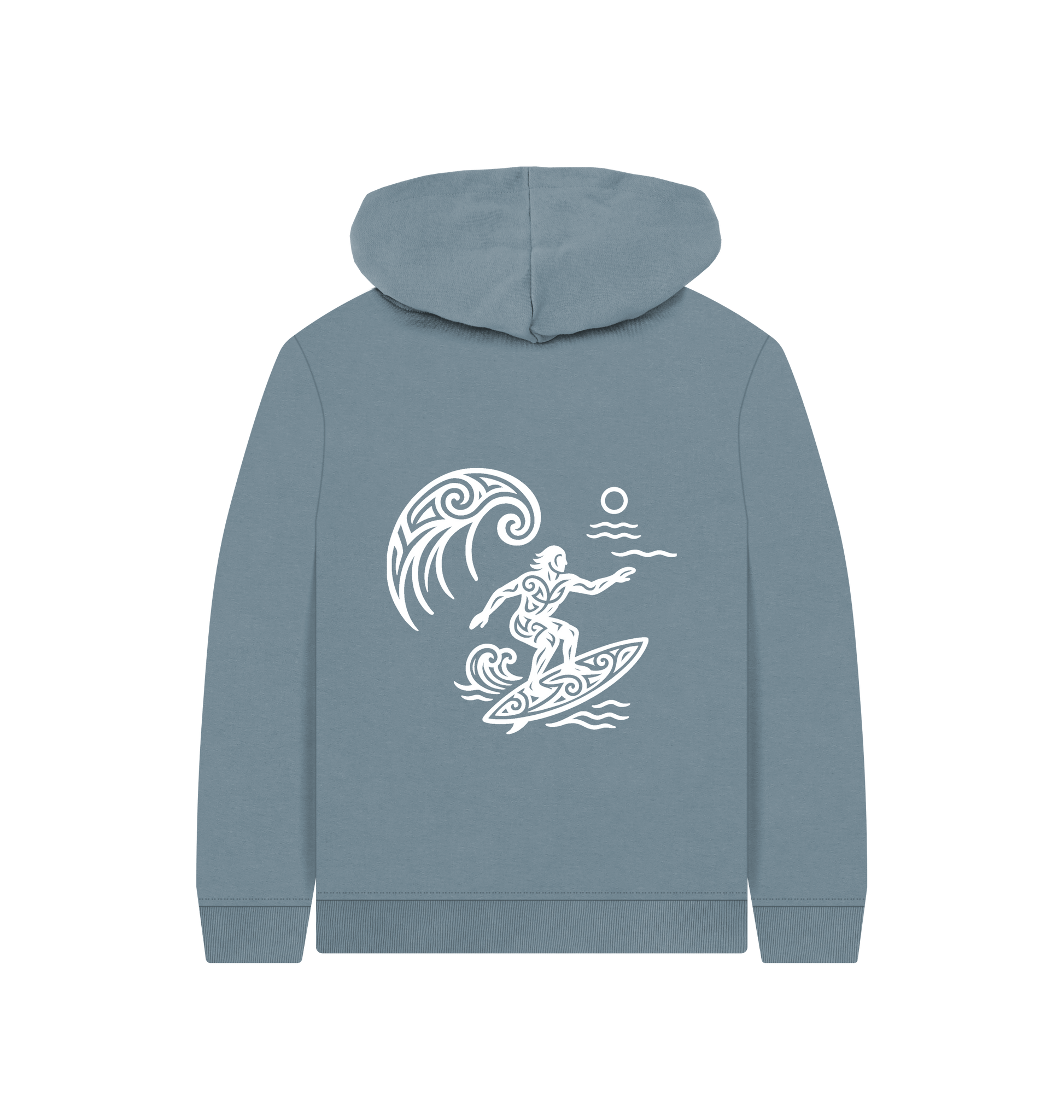 Stone Blue Printed Kids Hoodie Back