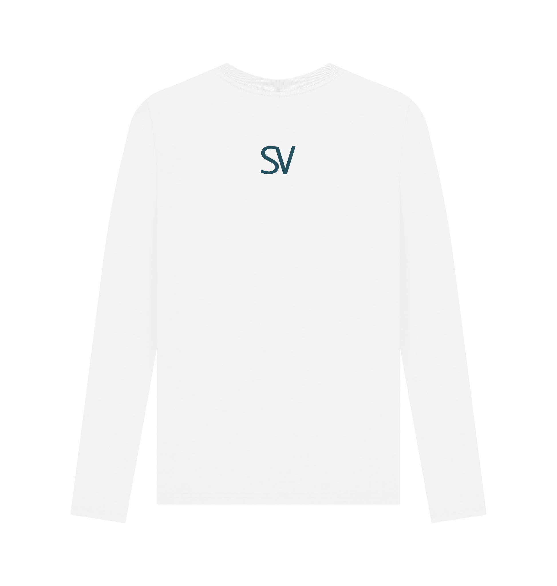White Printed Long Sleeve T Shirt Back