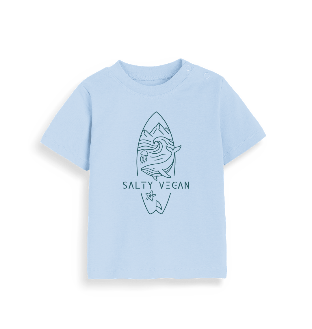 Dusty Blue Printed Kids T-Shirt Front