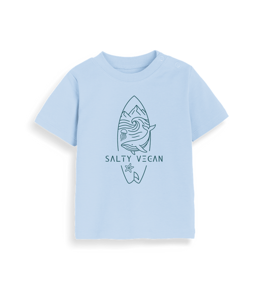 Dusty Blue Printed Kids T-Shirt Front