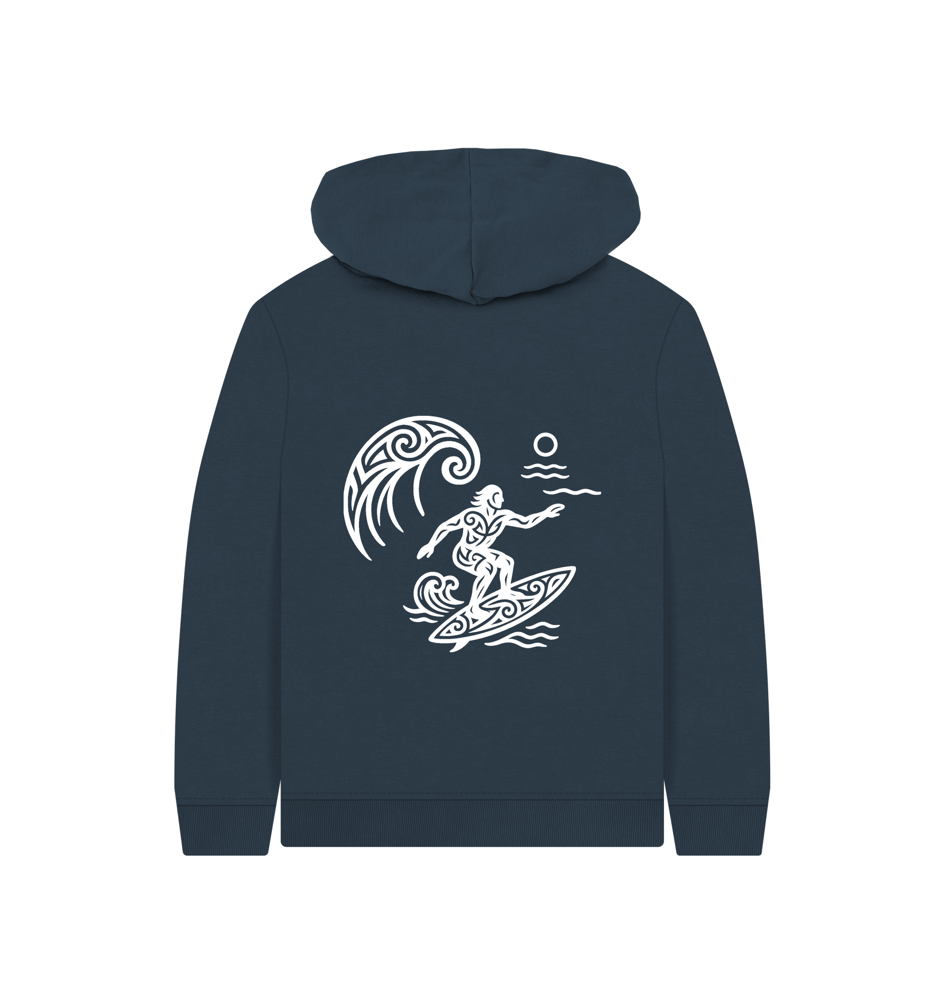 Navy Blue Printed Kids Hoodie Back