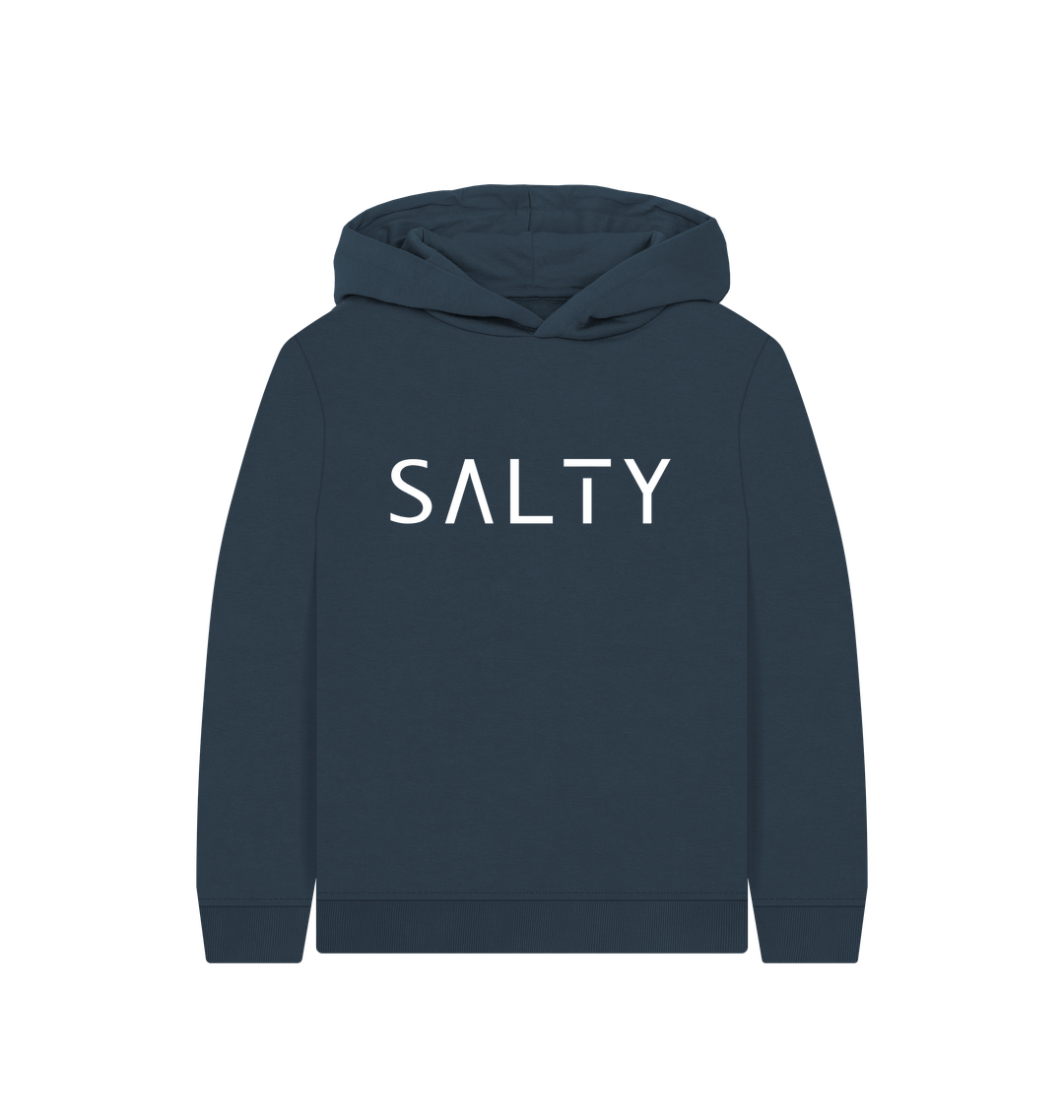 Navy Blue Printed Kids Hoodie Front