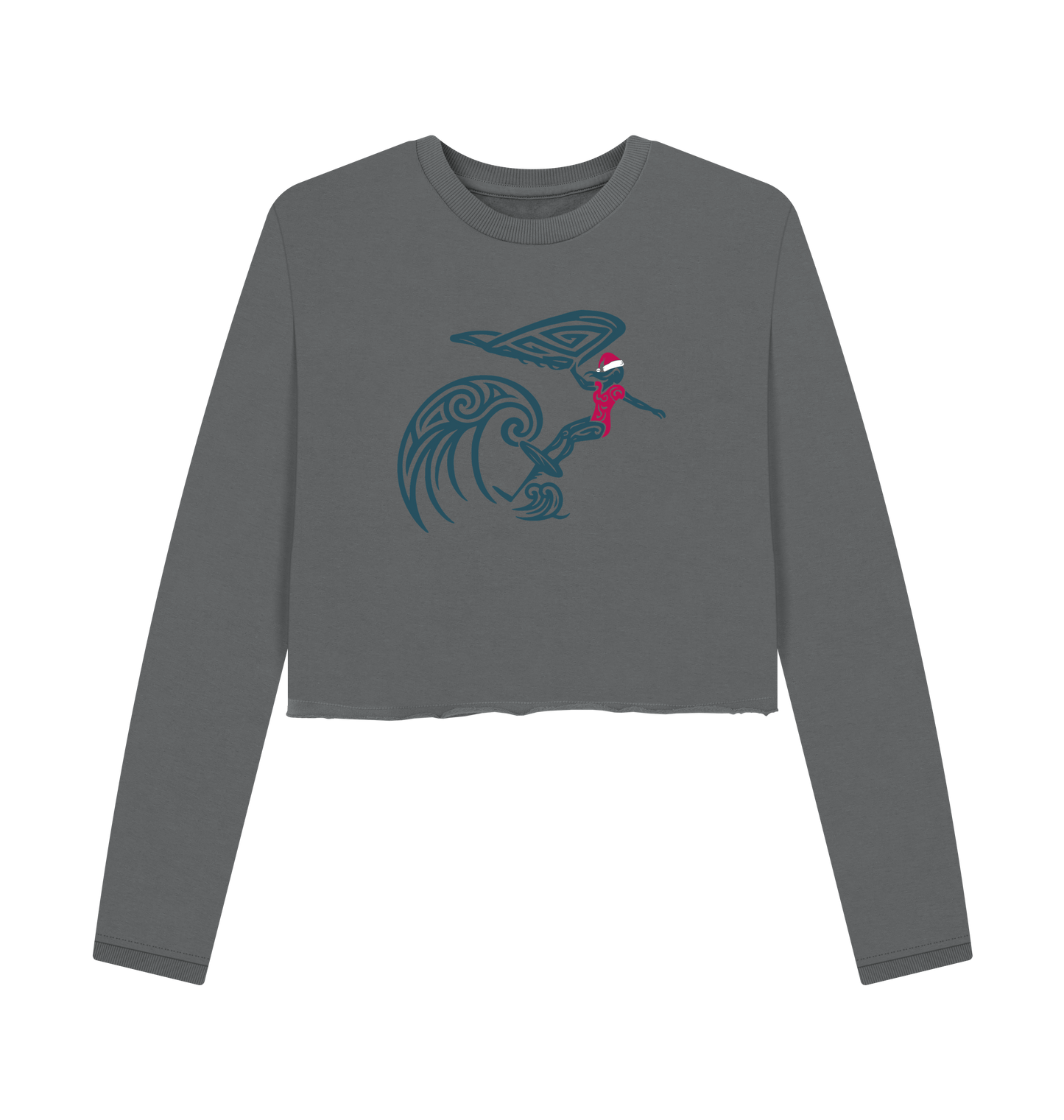 Slate Grey Printed Boxy Jumpers Front