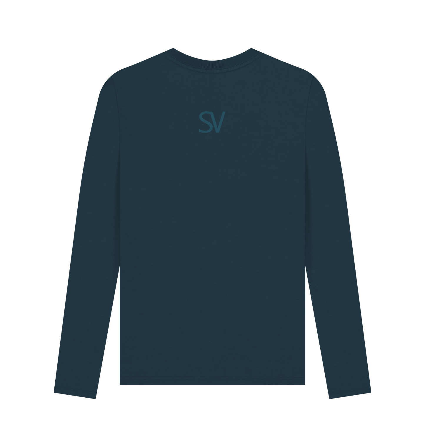 Denim Blue Printed Long Sleeve T Shirt Back