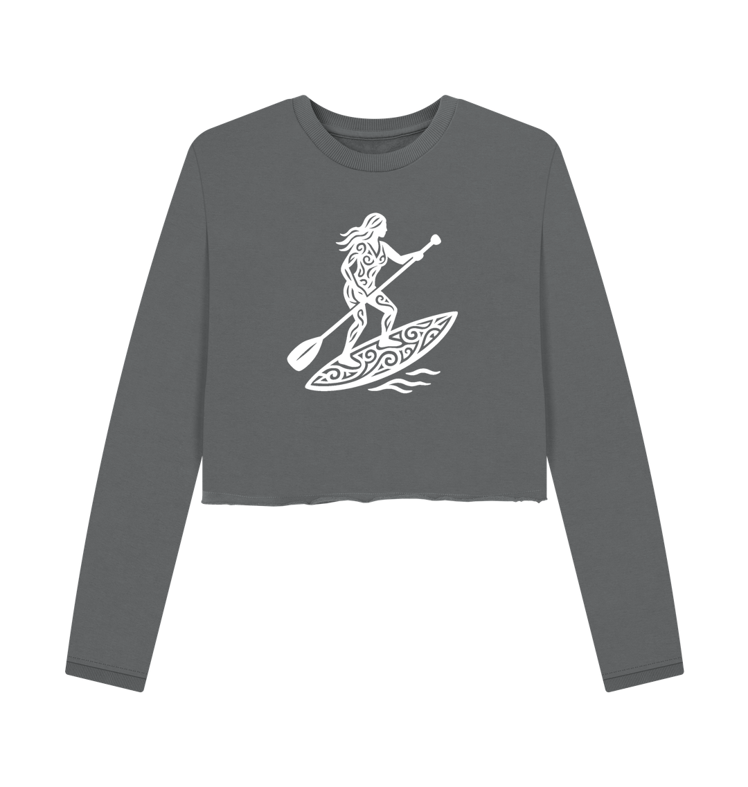Slate Grey Printed Boxy Jumpers Front