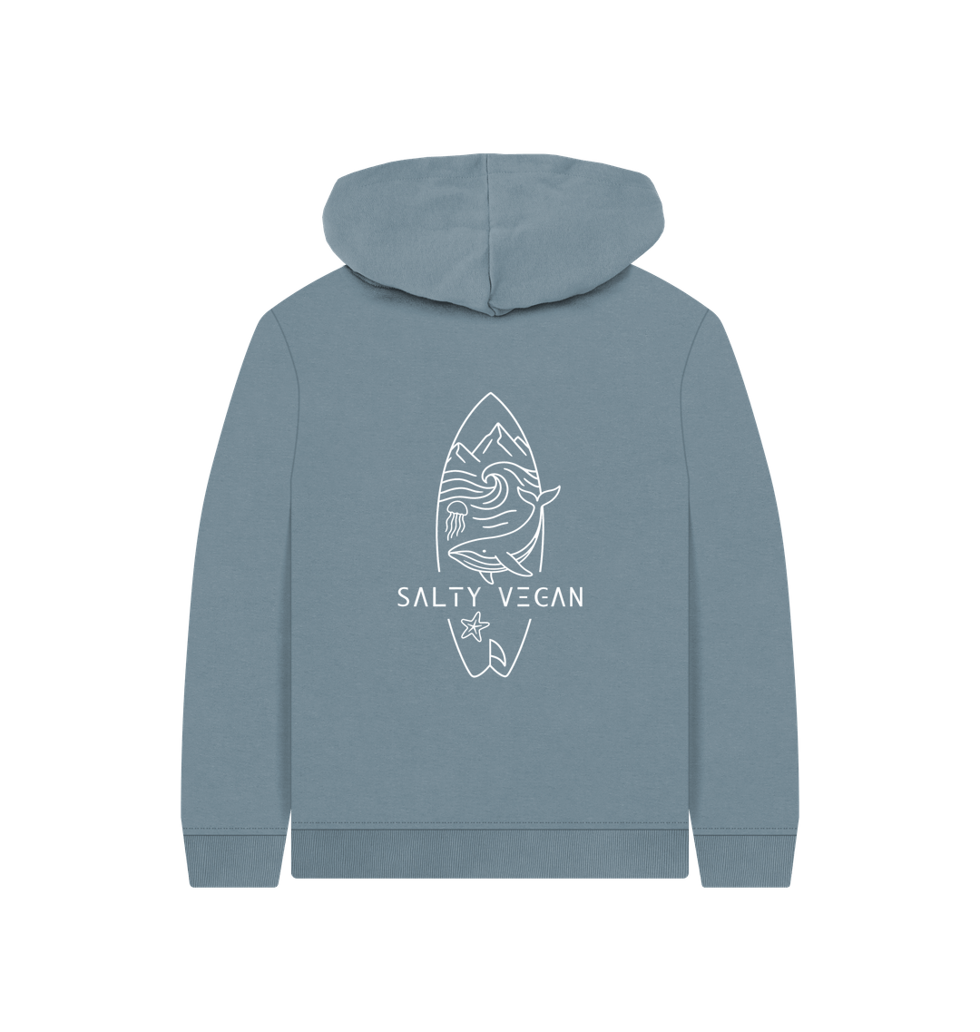 Stone Blue Printed Kids Hoodie Back