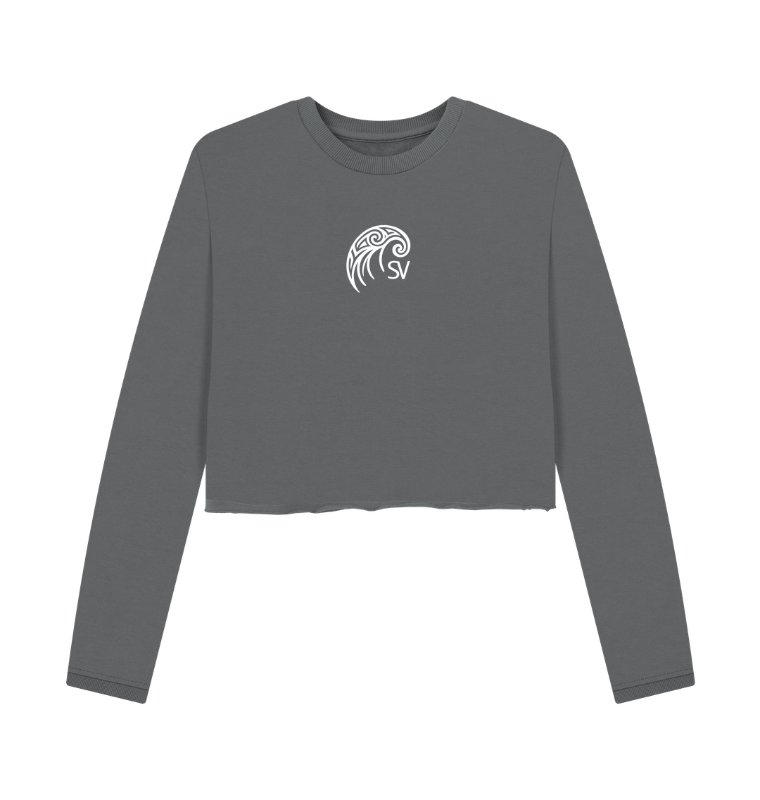 Slate Grey Printed Boxy Jumpers Front