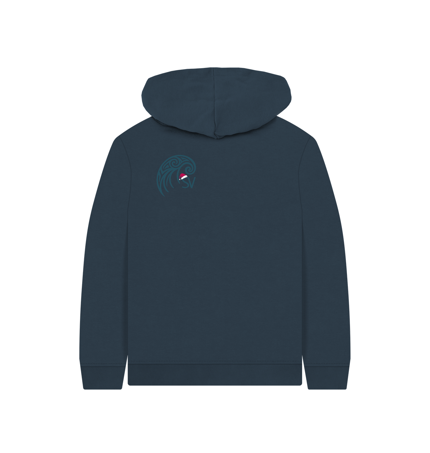 Navy Blue Printed Kids Hoodie Back