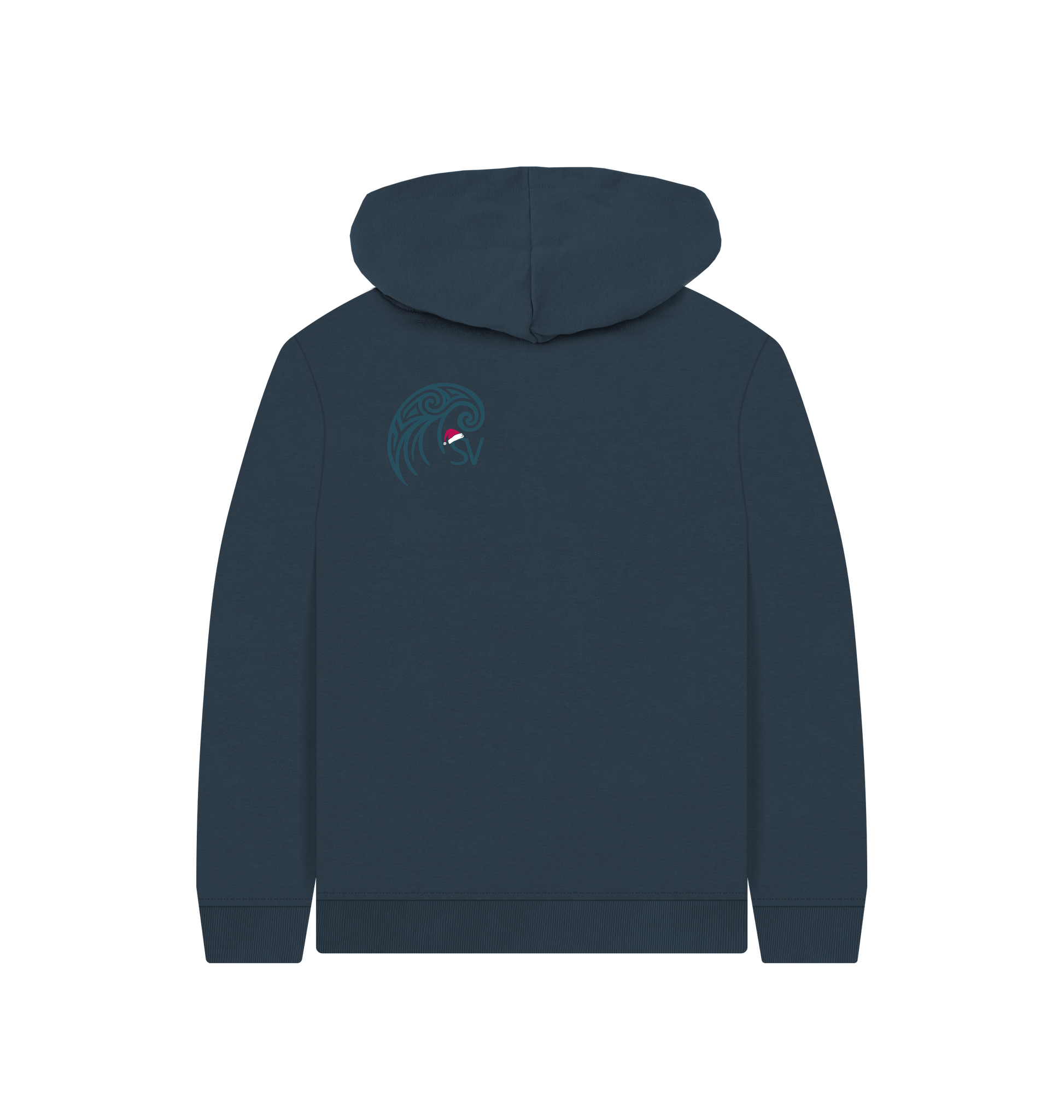 Navy Blue Printed Kids Hoodie Back