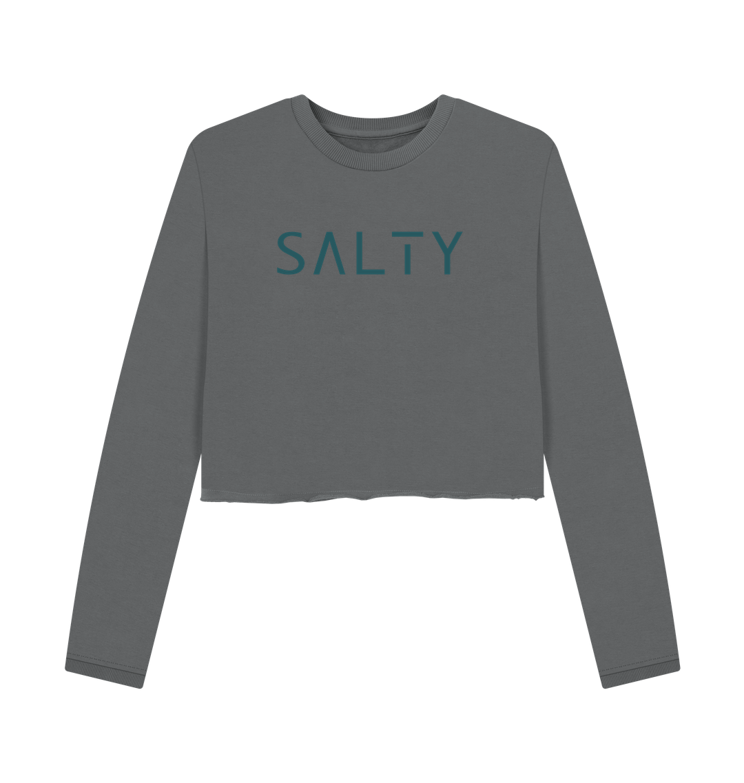 Slate Grey Printed Boxy Jumpers Front