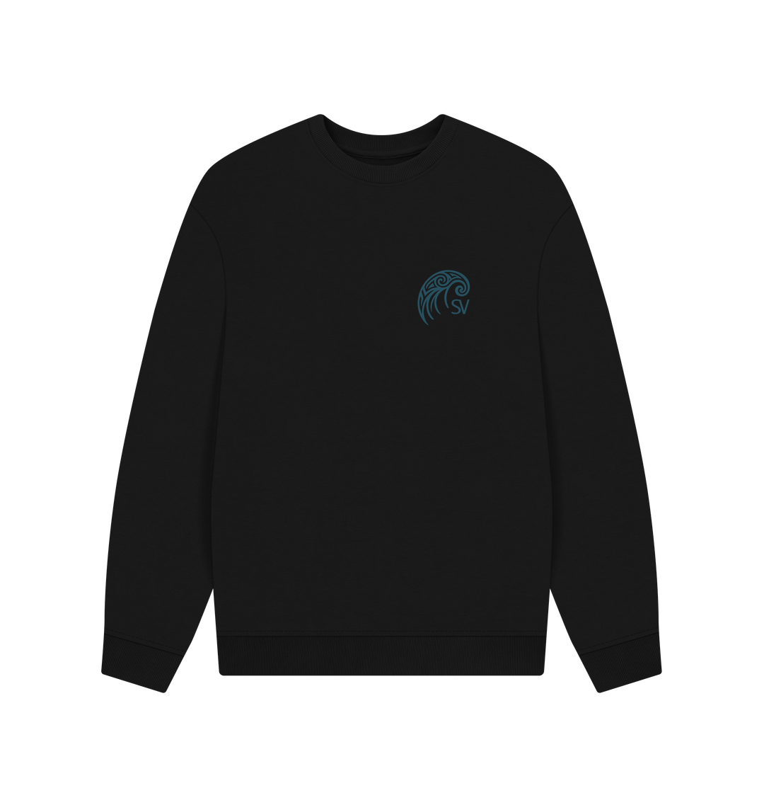Black Printed Sweater Front