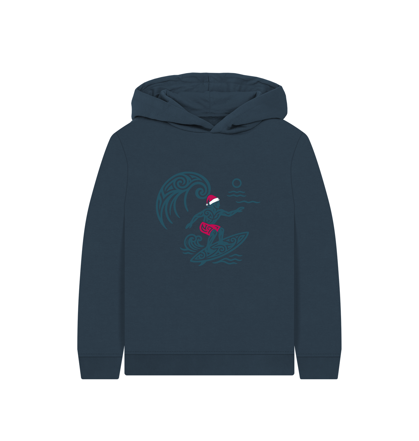 Navy Blue Printed Kids Hoodie Front