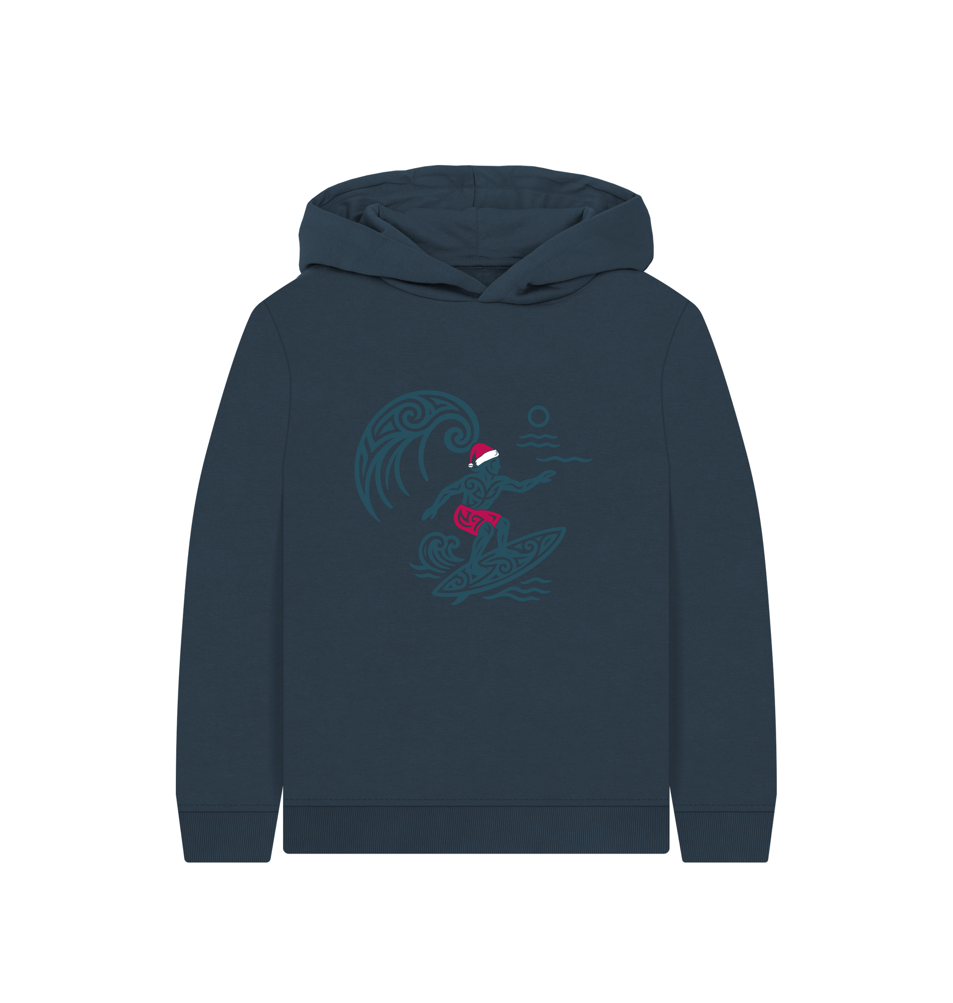 Navy Blue Printed Kids Hoodie Front