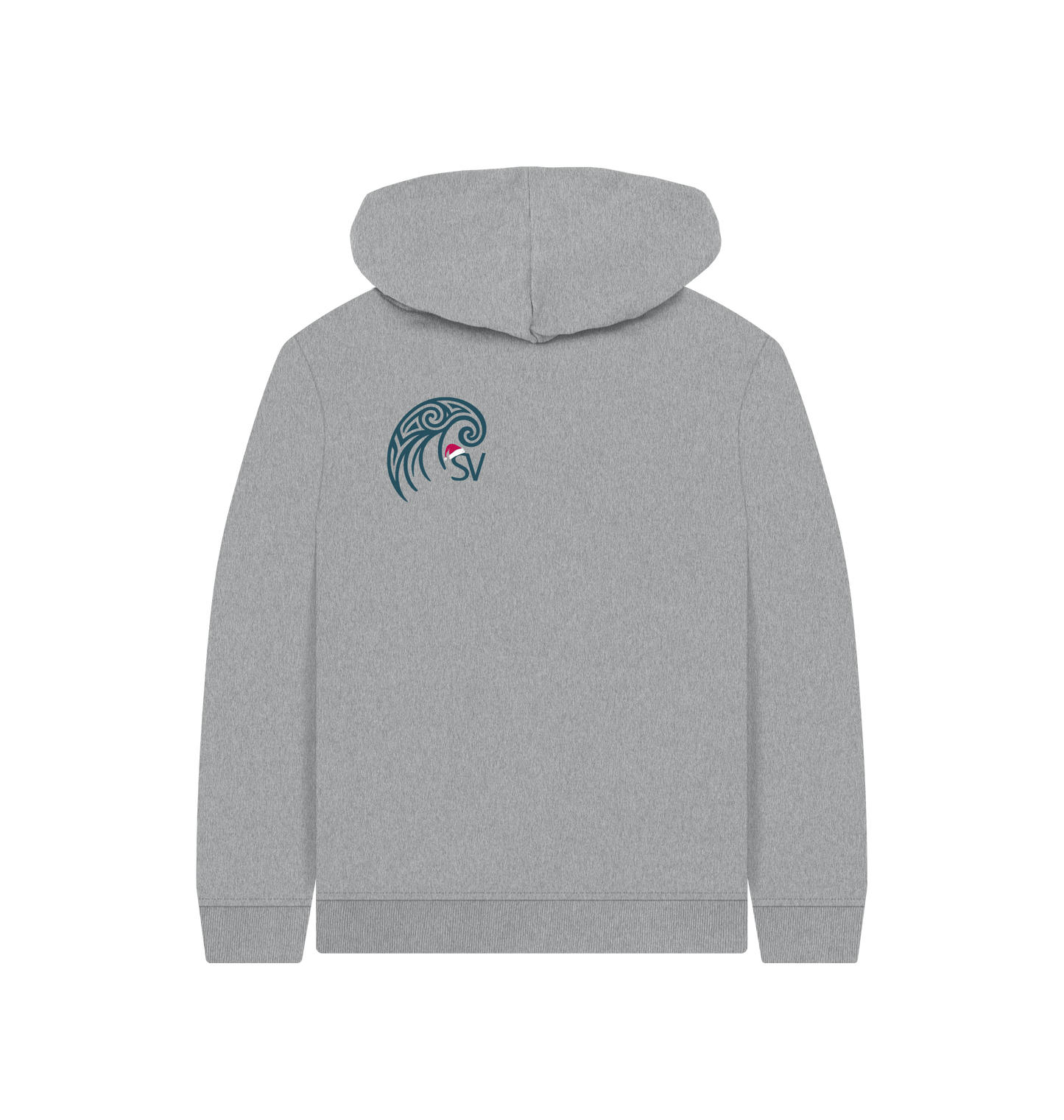Athletic Grey Printed Kids Hoodie Back