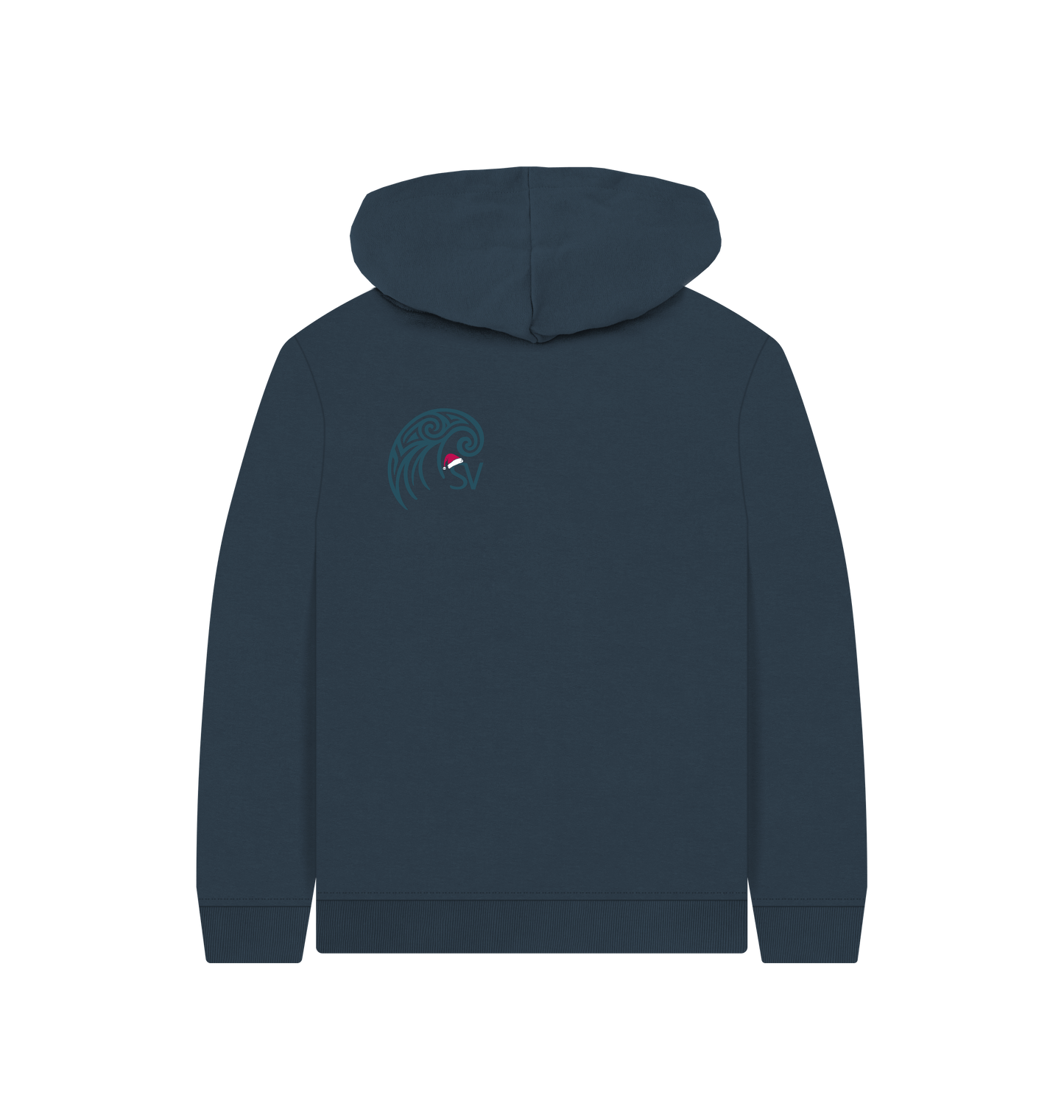 Navy Blue Printed Kids Hoodie Back