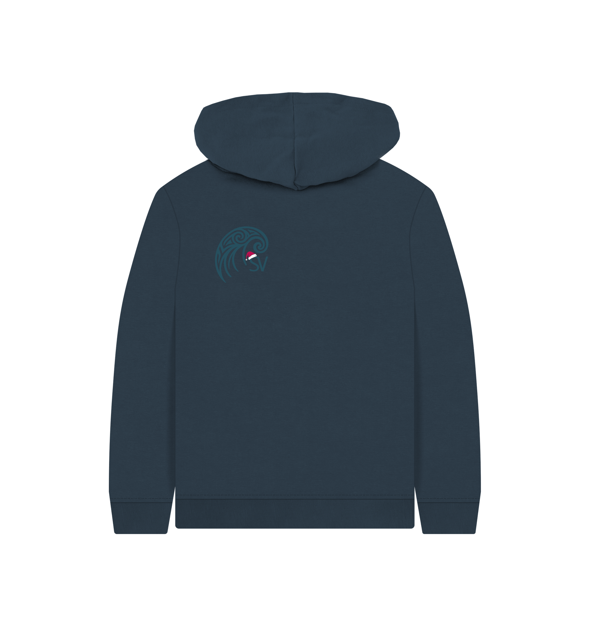 Navy Blue Printed Kids Hoodie Back