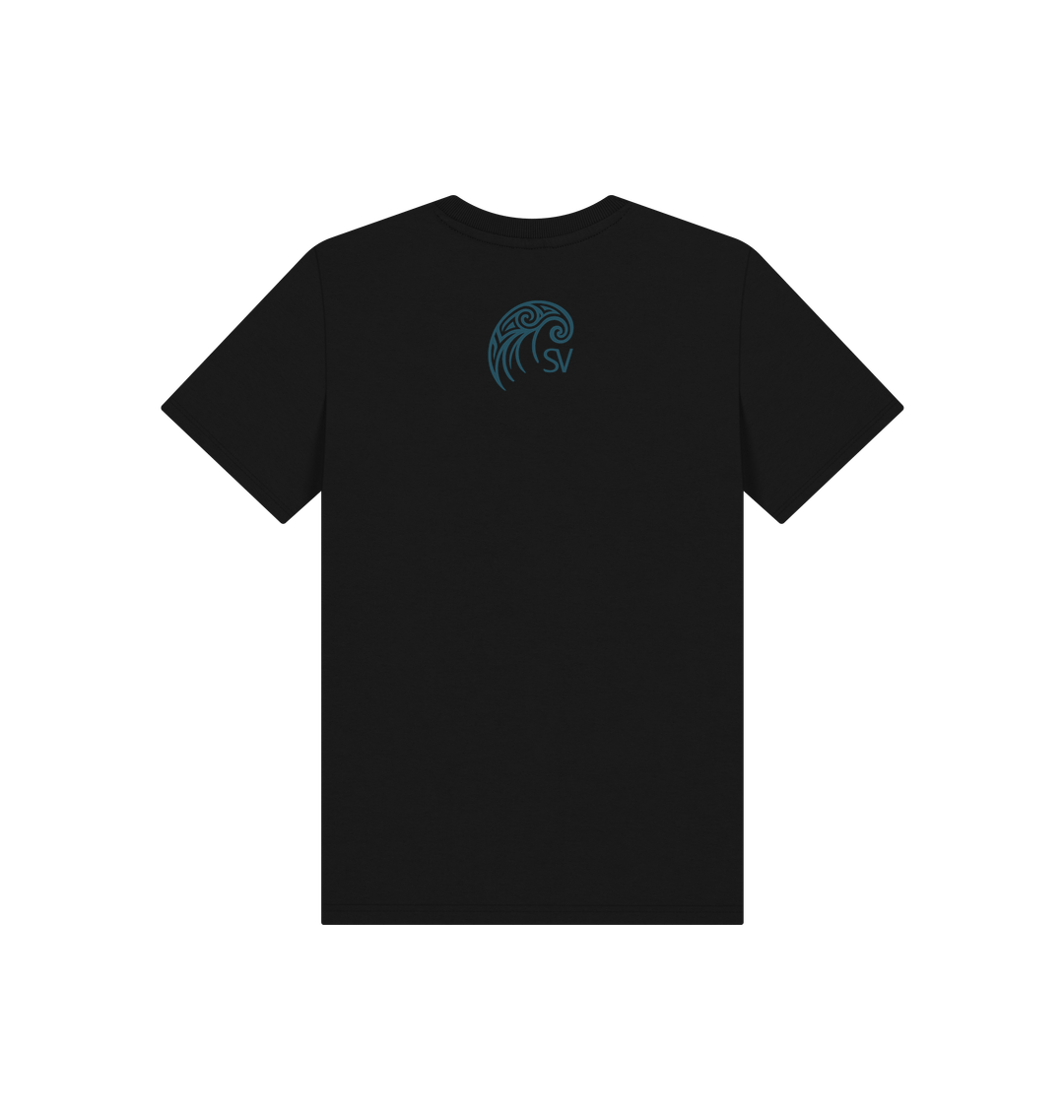 Black Printed Kids T-Shirt Back