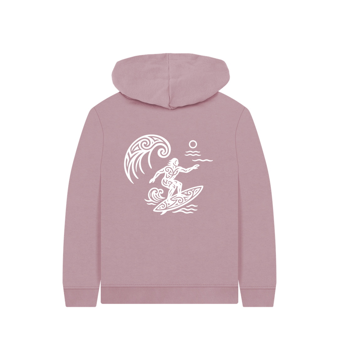 Mauve Printed Kids Hoodie Back