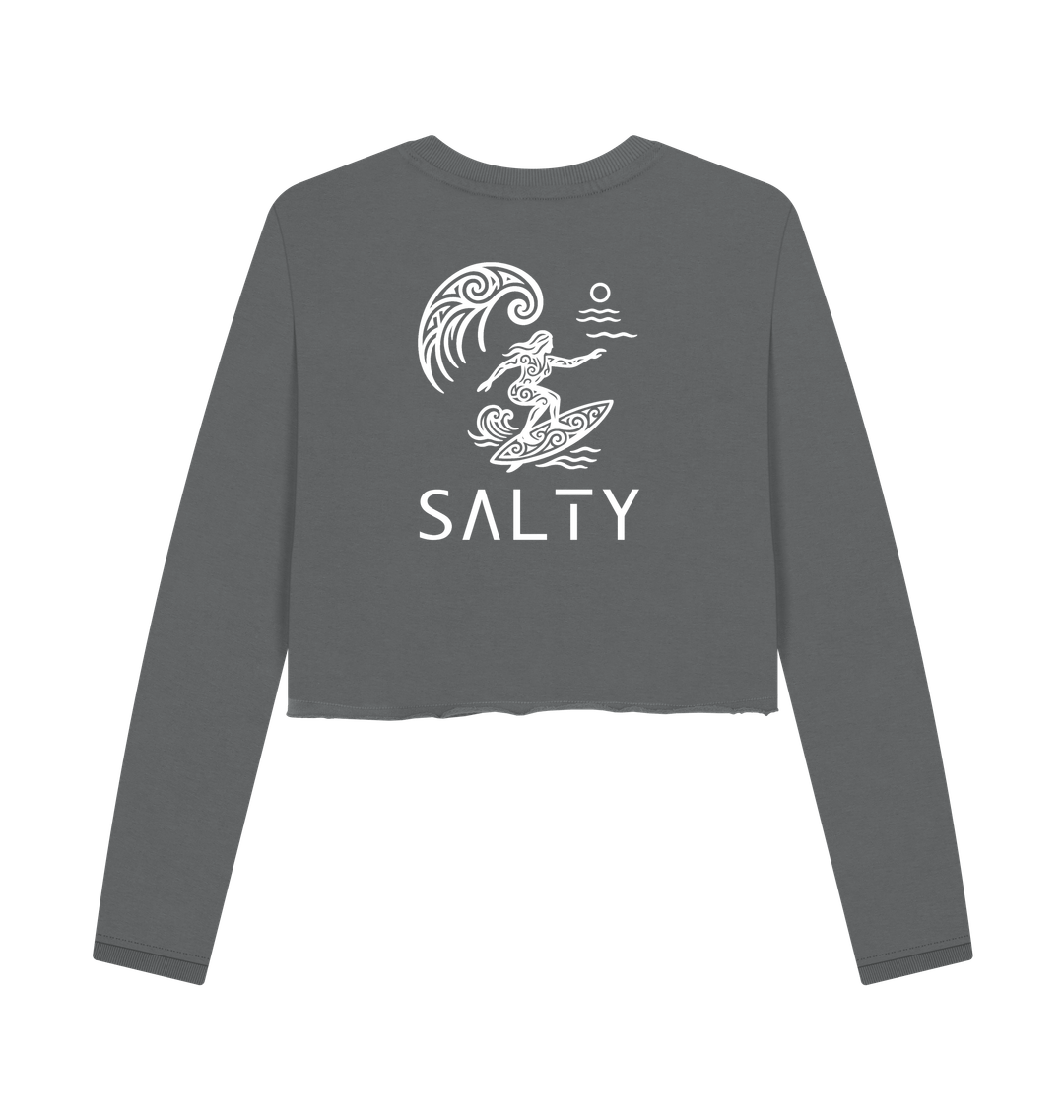 Slate Grey Printed Boxy Jumpers Back