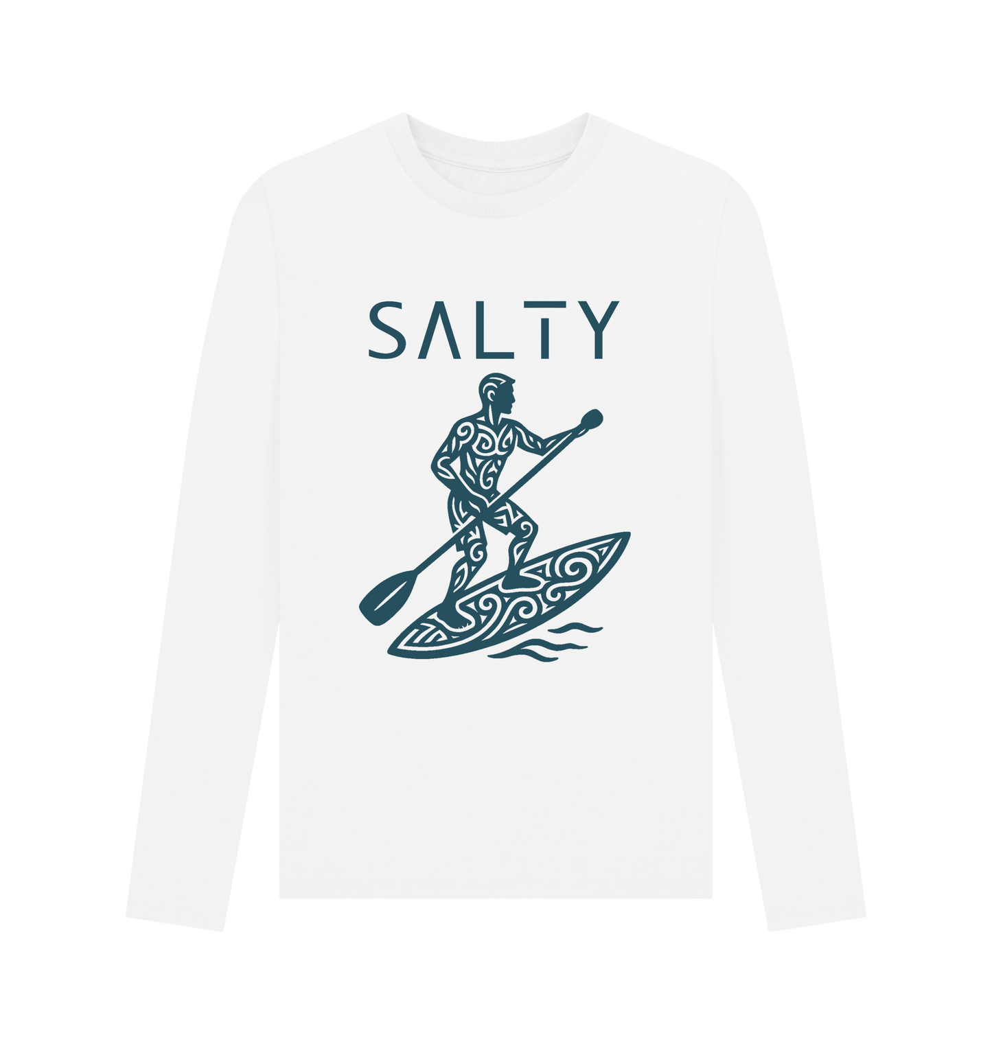White Printed Long Sleeve T Shirt Front