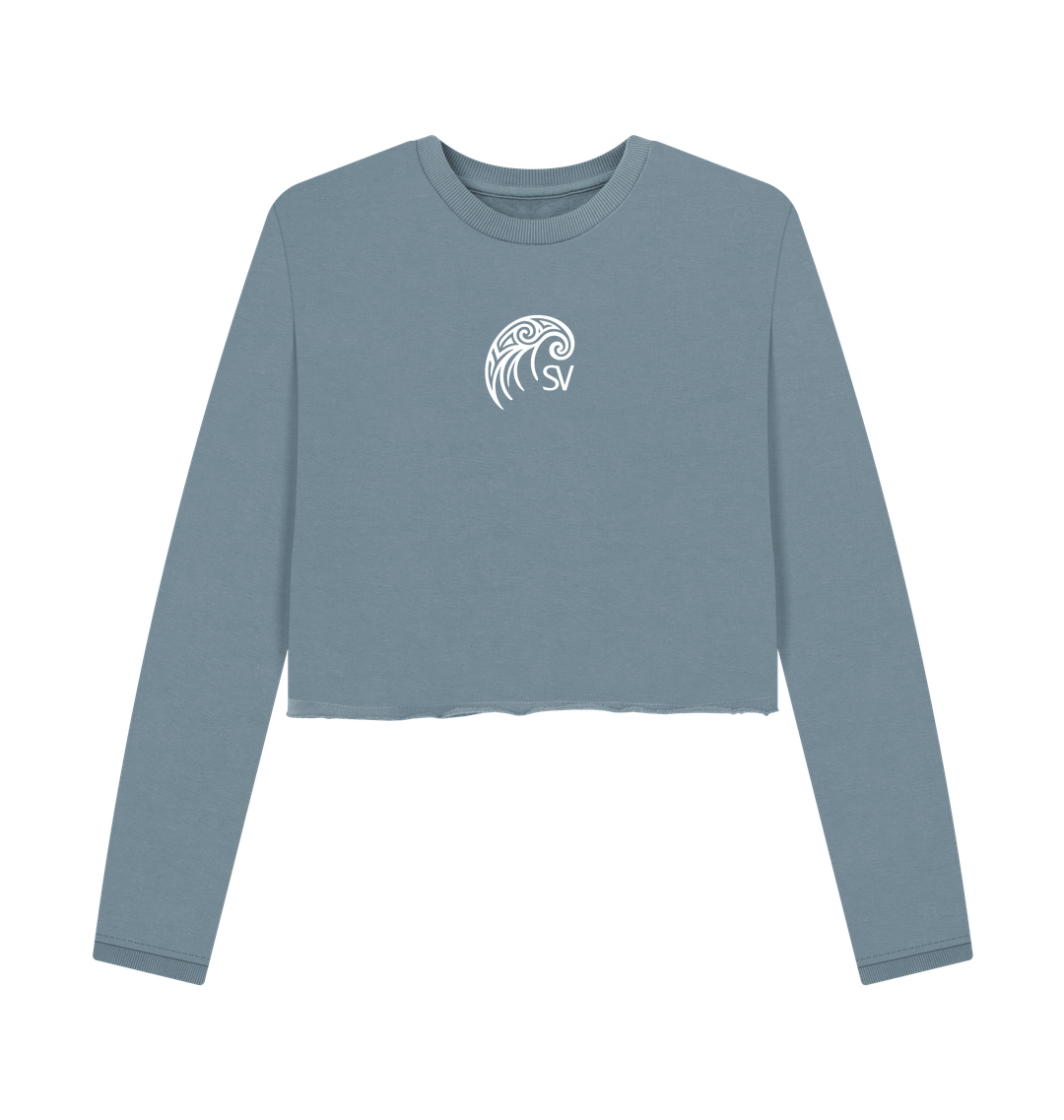 Stone Blue Printed Boxy Jumpers Front