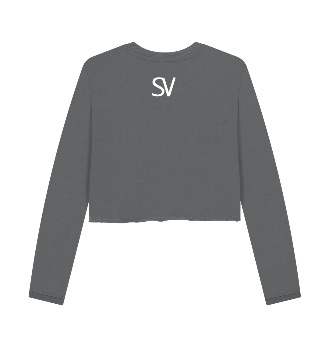Slate Grey Printed Boxy Jumpers Back