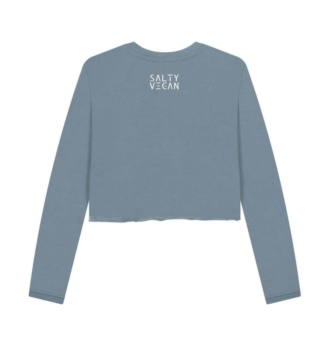 Stone Blue Printed Boxy Jumpers Back