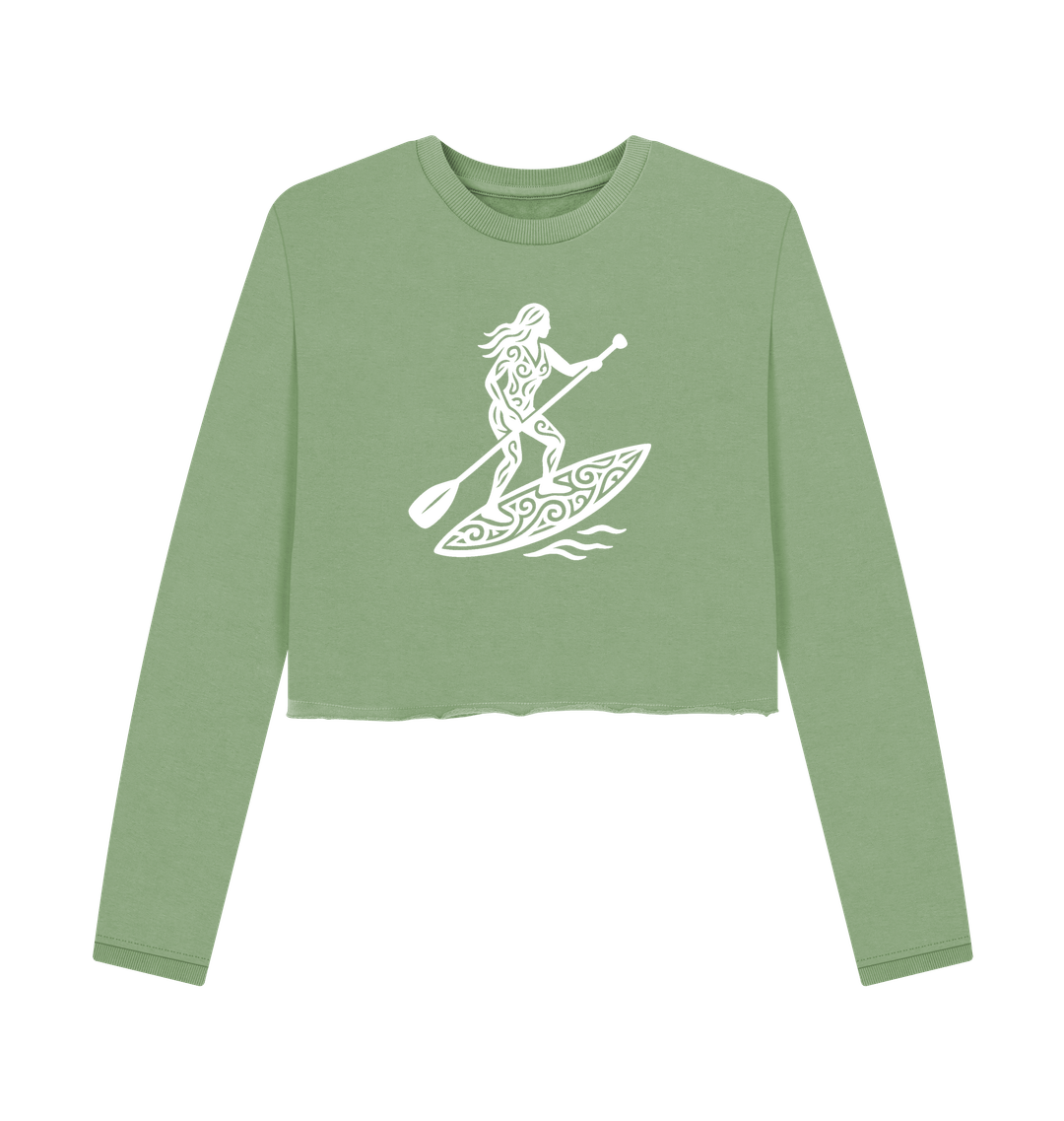 Sage Printed Boxy Jumpers Front