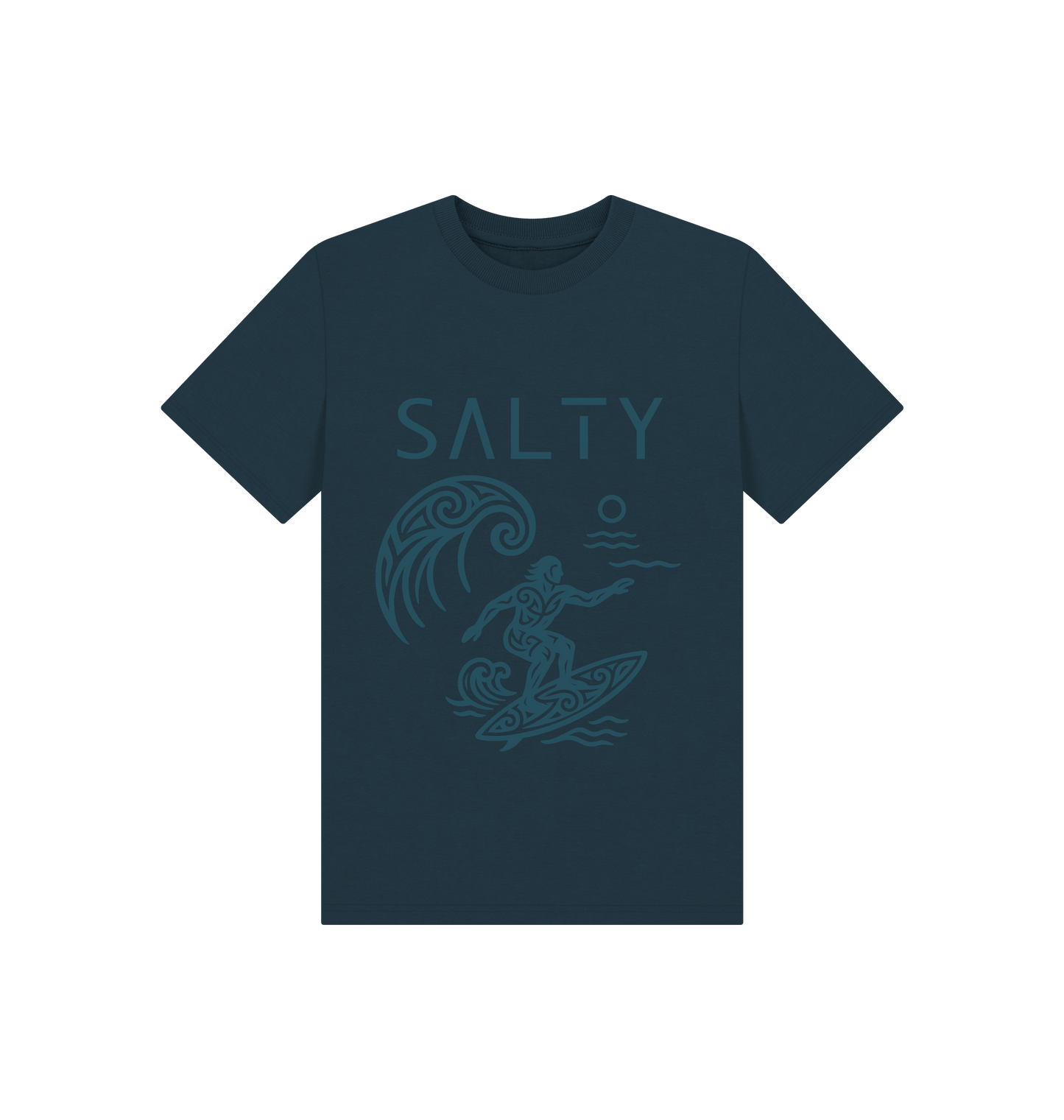 Denim Blue Printed Kids T-Shirt Front