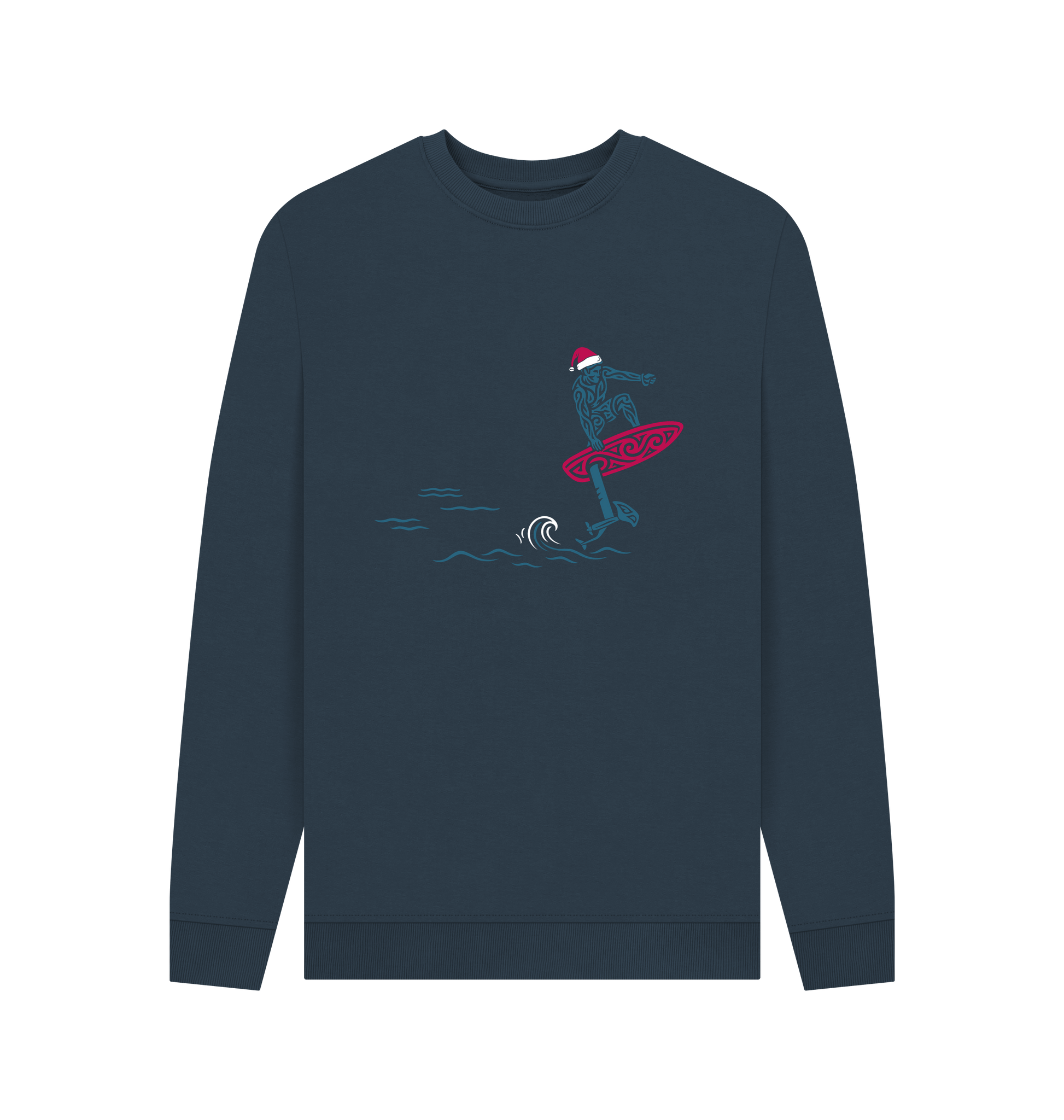 Navy Blue Printed Sweater Front