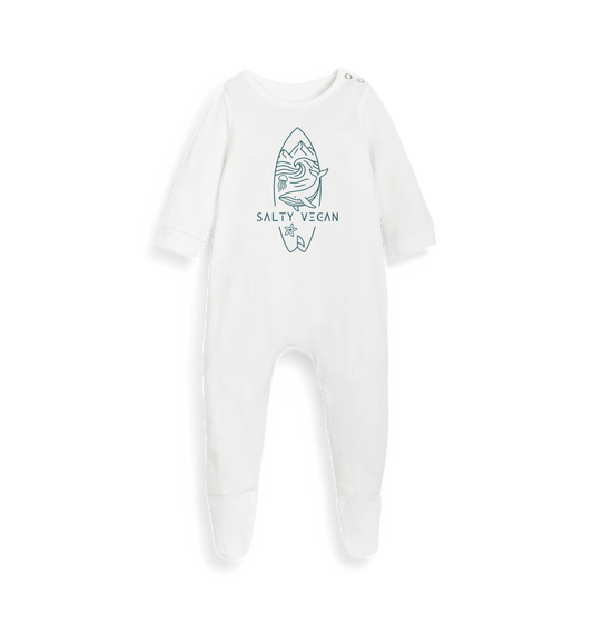 White Printed baby grow Front