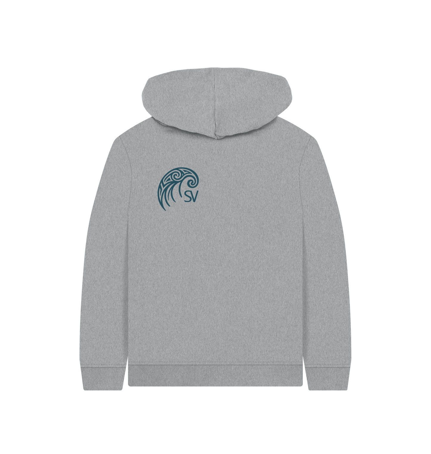 Athletic Grey Printed Kids Hoodie Back