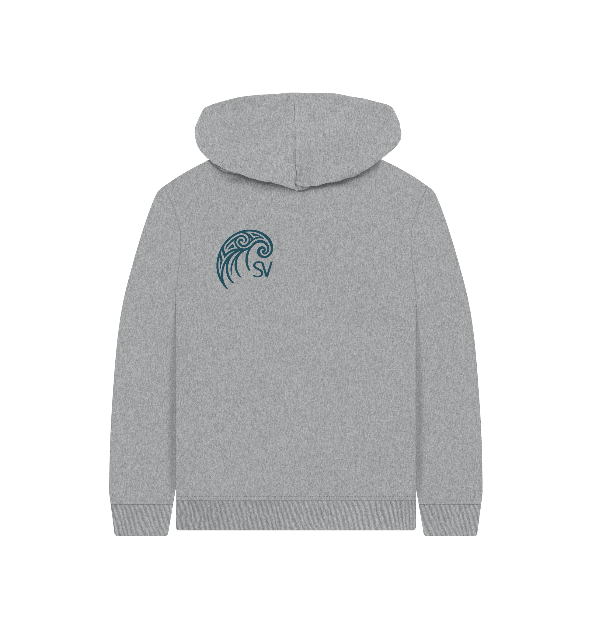 Athletic Grey Printed Kids Hoodie Back