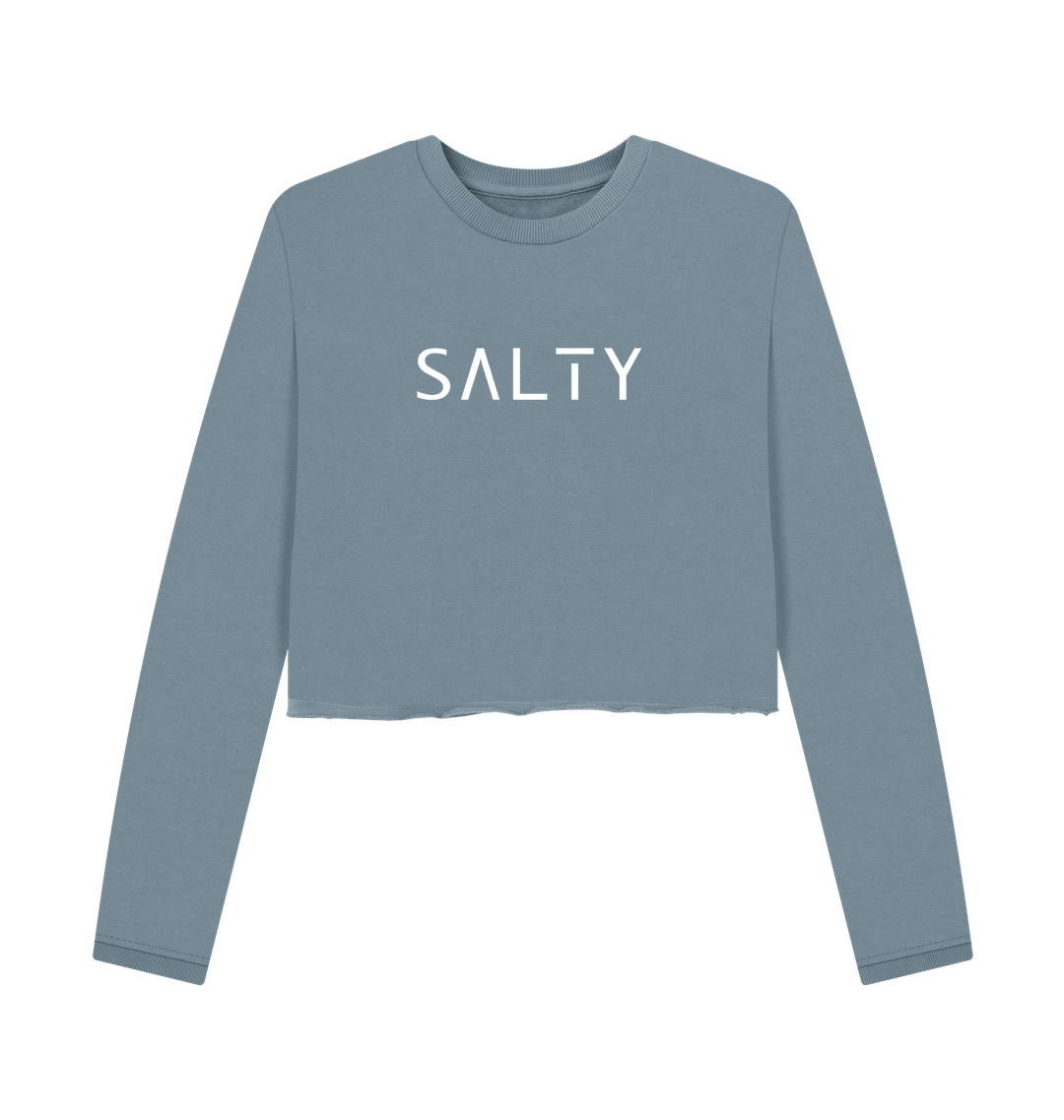 Stone Blue Printed Boxy Jumpers Front