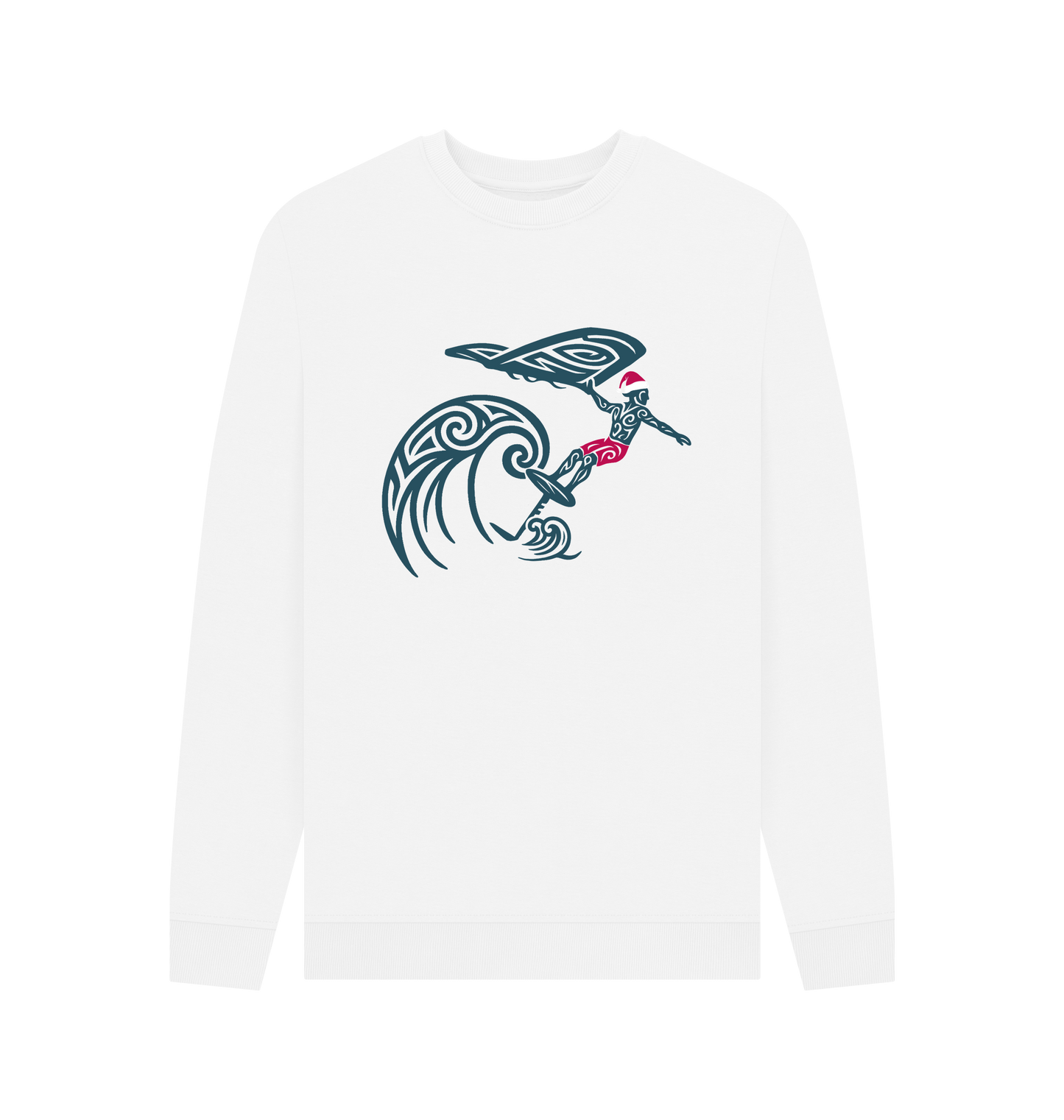 White Printed Sweater Front