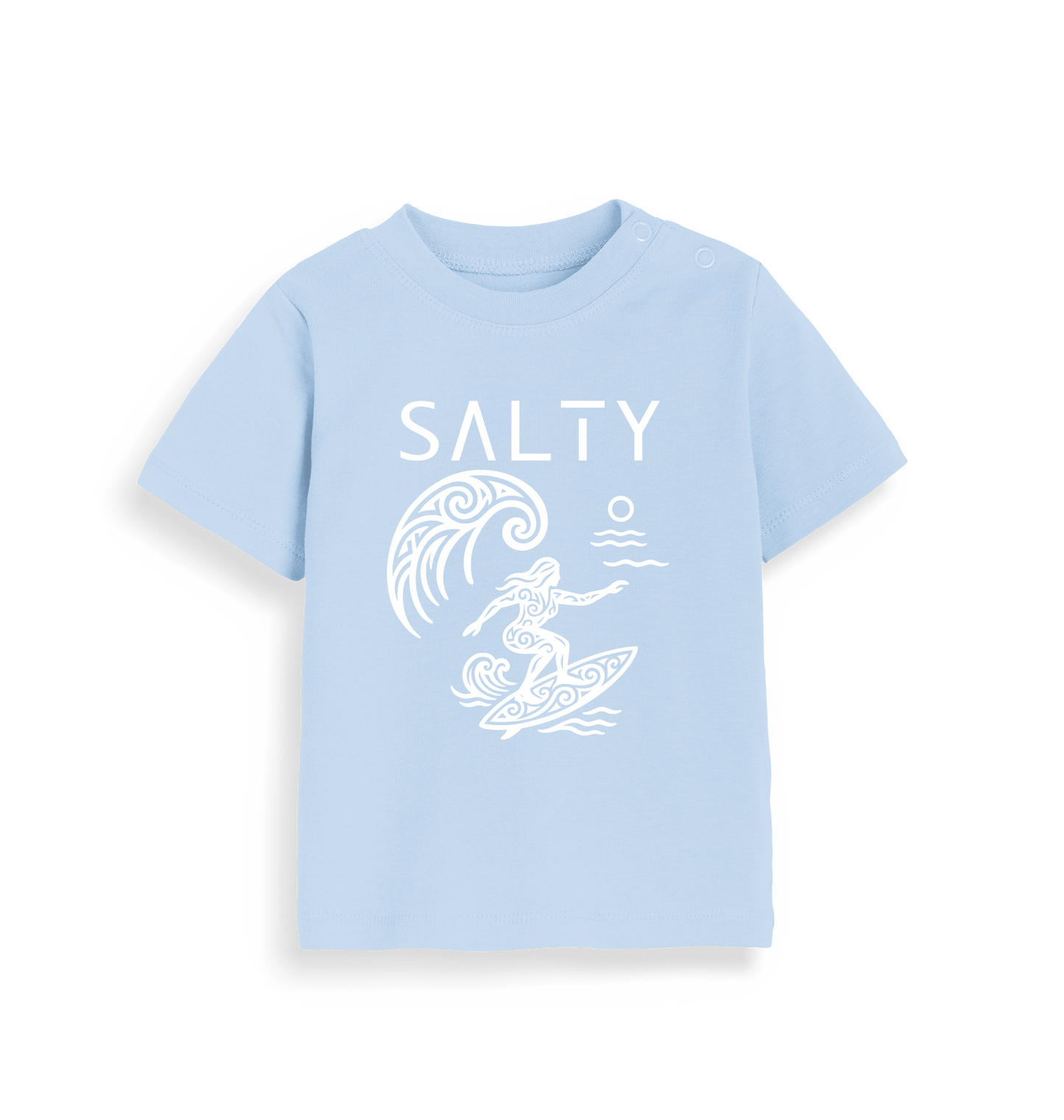 Dusty Blue Printed Kids T-Shirt Front