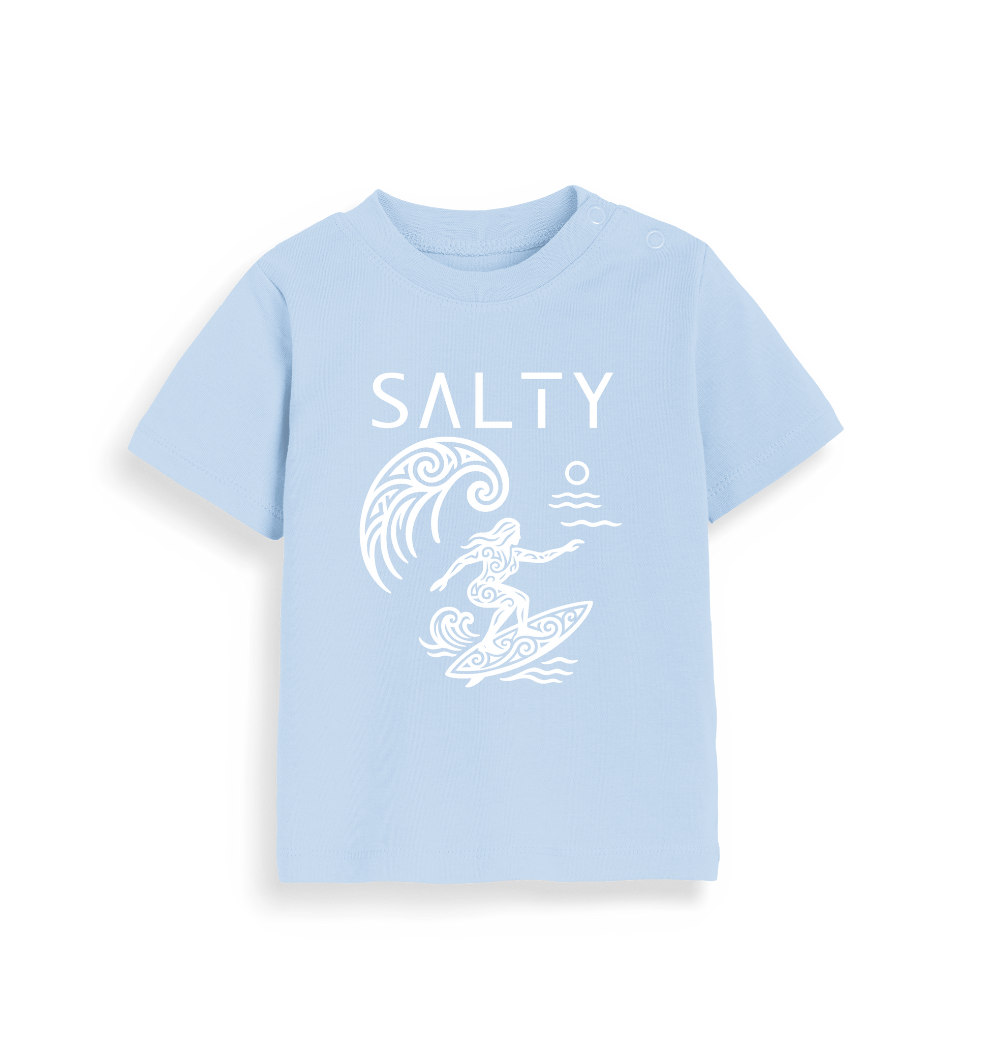 Dusty Blue Printed Kids T-Shirt Front