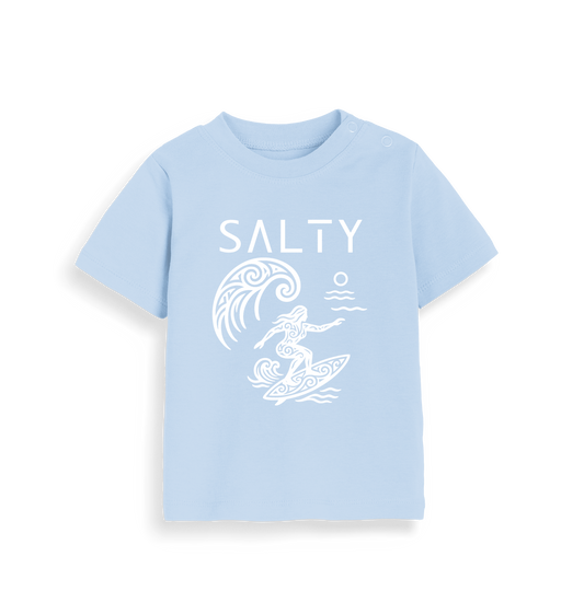 Dusty Blue Printed Kids T-Shirt Front