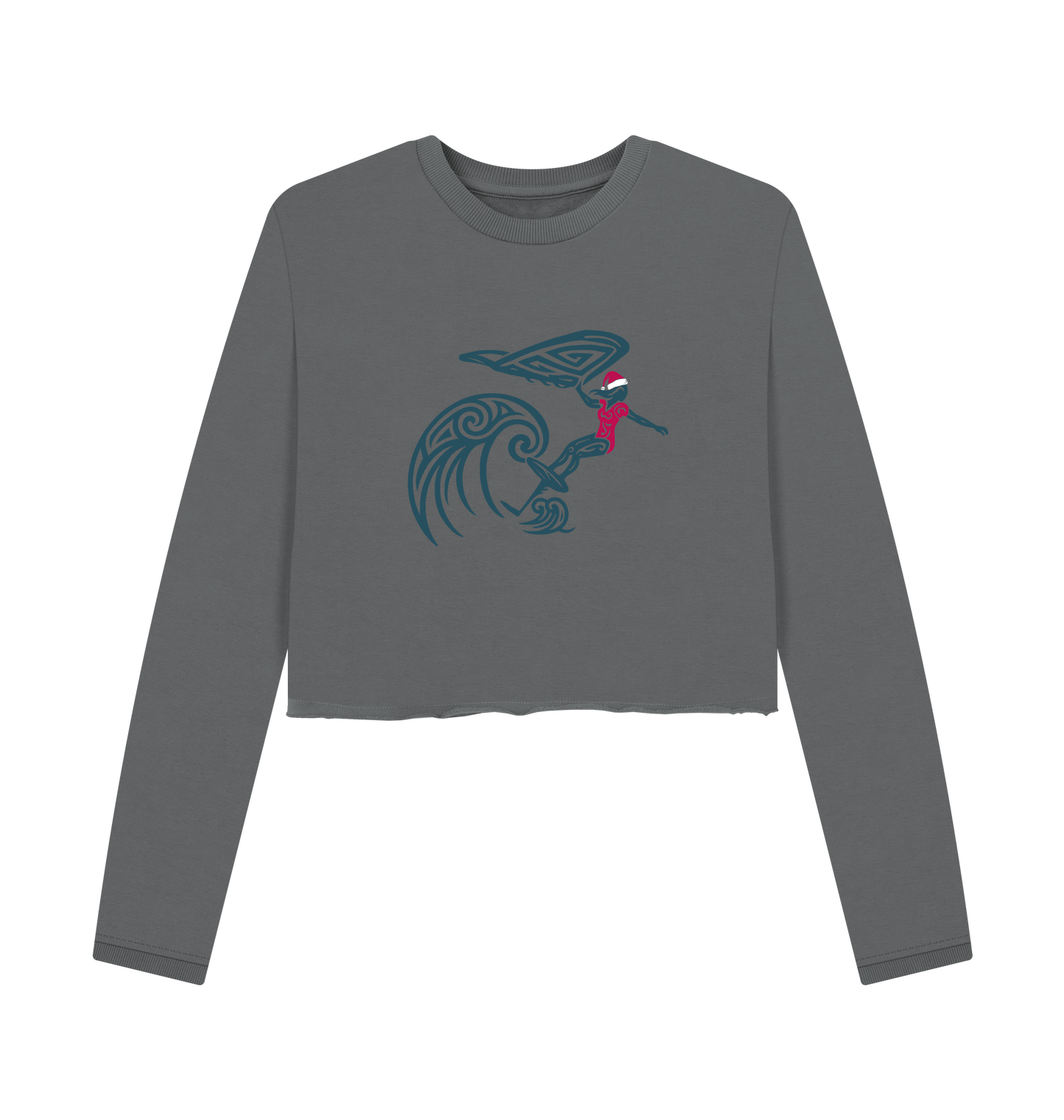 Slate Grey Printed Boxy Jumpers Front