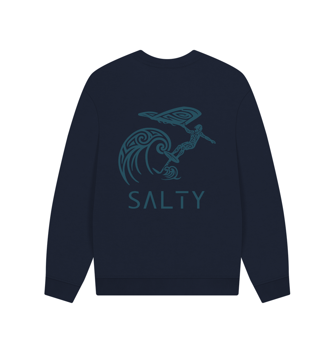 Navy Blue Printed Sweater Back