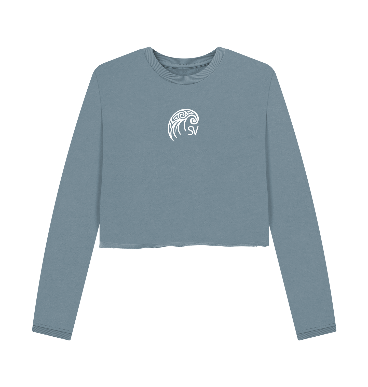 Stone Blue Printed Boxy Jumpers Front