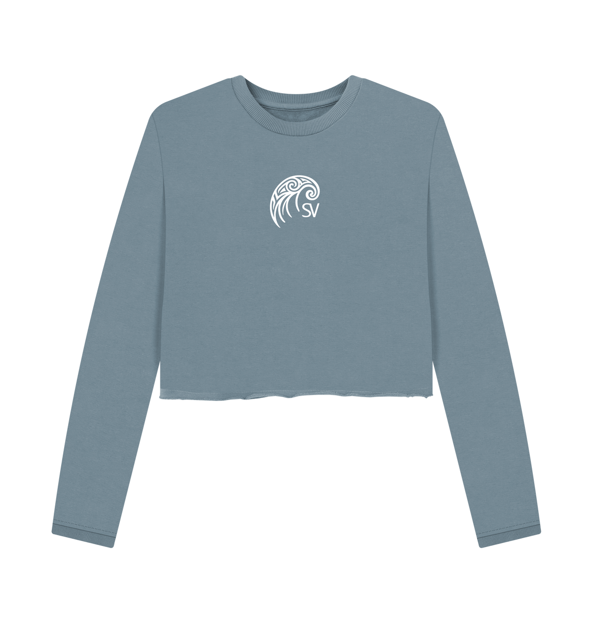 Stone Blue Printed Boxy Jumpers Front