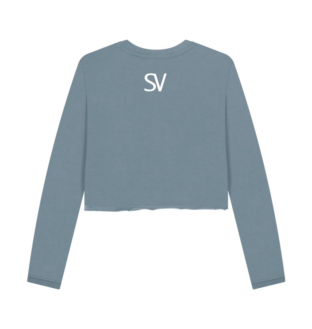 Stone Blue Printed Boxy Jumpers Back