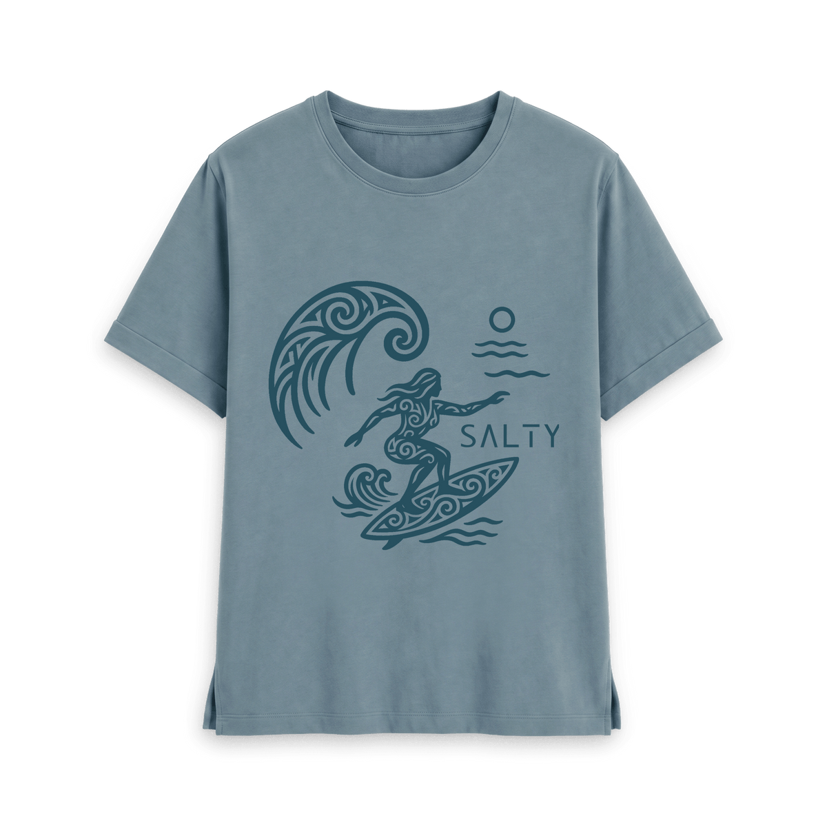 Stone Blue Printed T-shirt Front