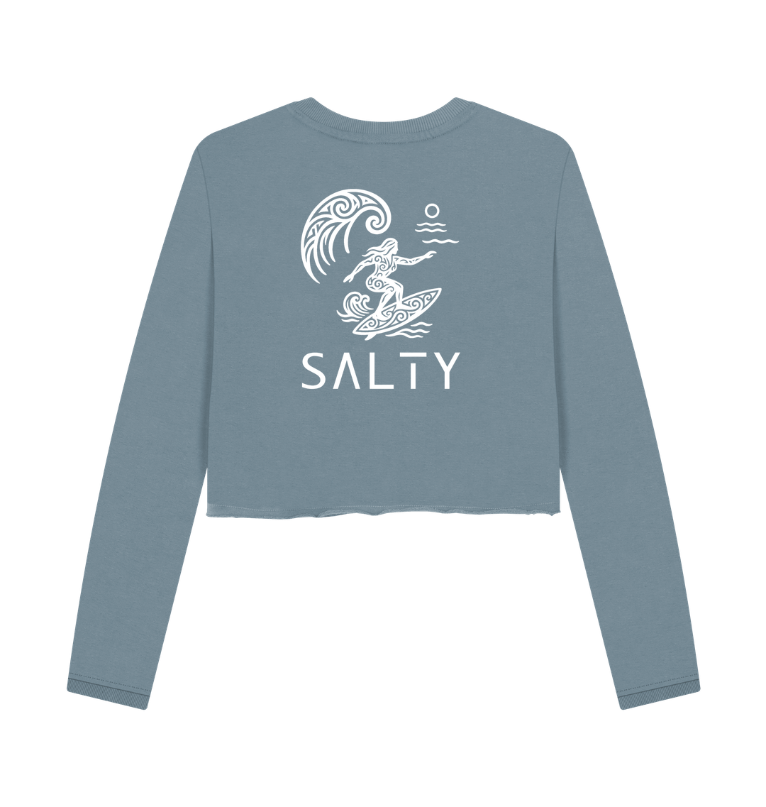 Stone Blue Printed Boxy Jumpers Back
